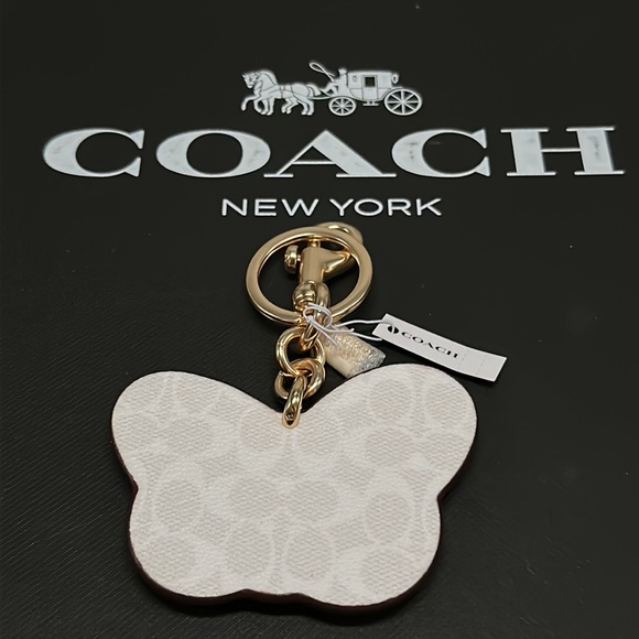 NWT Coach Butterfly Bag Charm Signature Canvas Leather Graphic Keychain FOB 8248 - Picture 8 of 8